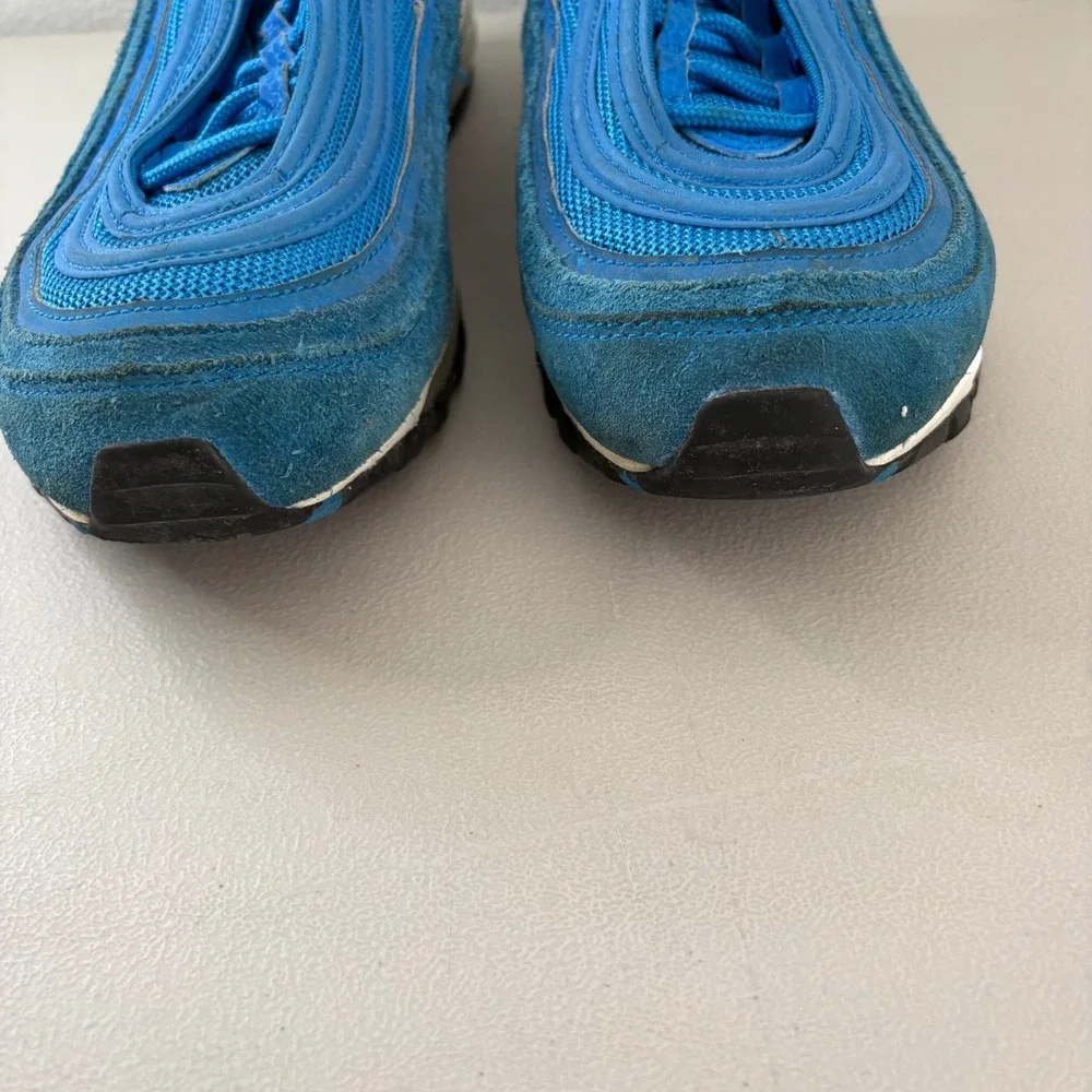 Nike Air Max 97 Blue Suede Mesh Sneakers Gold Swoosh CI3708-400 Mens 8